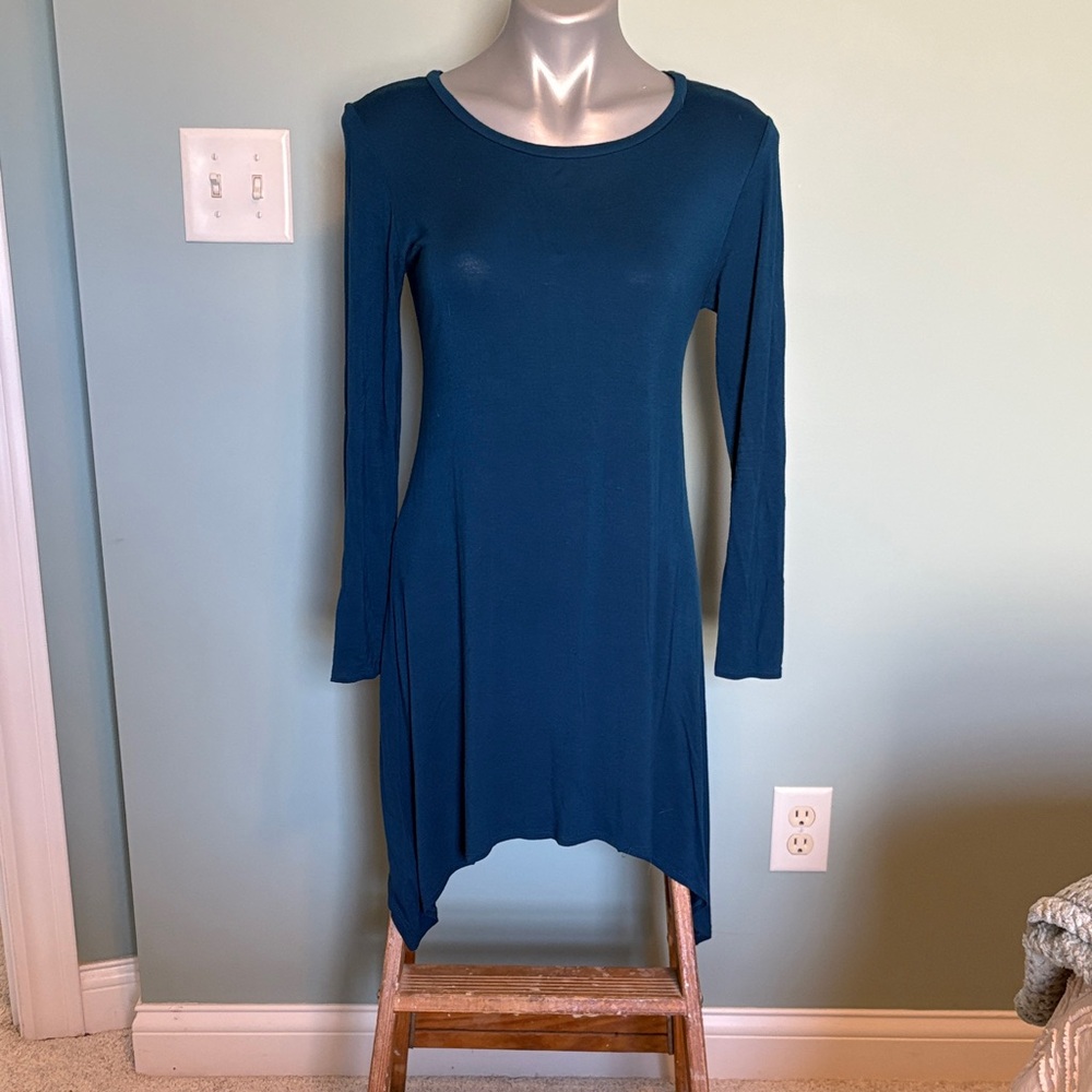 Chic Long Sleeve Teal Dress